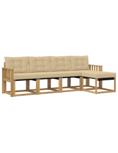 Set di divani da esterno con cuscino 5 pcs Bianco e Beige 2