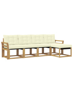 Set di divani da esterno con cuscino 5 pcs Bianco e Crema 2