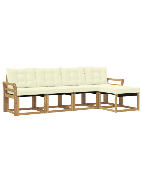 Set di divani da esterno con cuscino 5 pcs Bianco e Crema