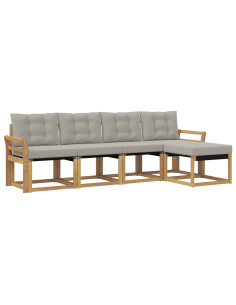 Set di divani da esterno 5 pcs Bianco e Grigio Chiaro 2