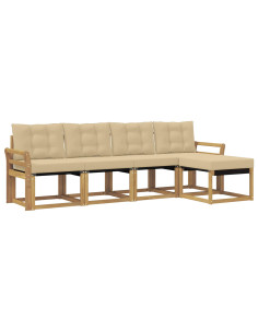 Set di divani da esterno con cuscino 5 pcs Bianco e Beige 2