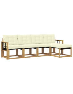 Set di divani da esterno con cuscino 5 pcs Bianco e Crema 2