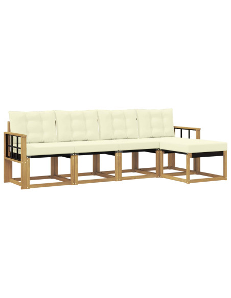 Set di divani da esterno con cuscino 5 pcs Bianco e Crema