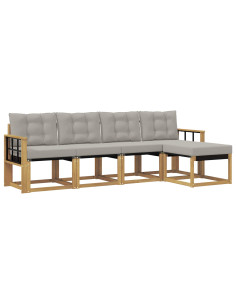Set di divani da esterno 5 pcs Bianco e Grigio Chiaro 2