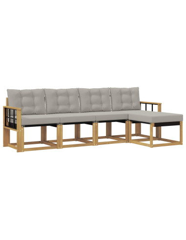 Set di divani da esterno 5 pcs Bianco e Grigio Chiaro