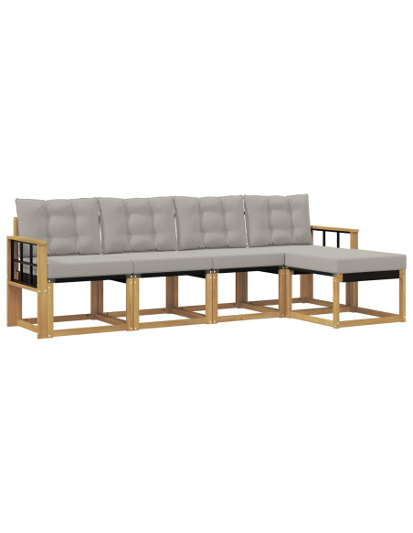Set di divani da esterno 5 pcs Bianco e Grigio Chiaro