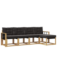 Set di divani da esterno con cuscino 5 pcs Bianco e Nero 2