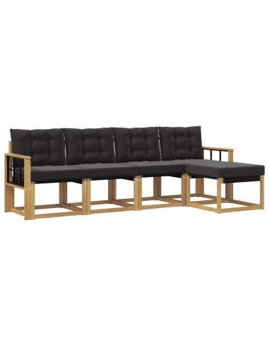 Set di divani da esterno con cuscino 5 pcs Bianco e Nero
