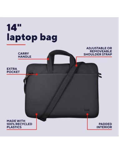 BOLOGNA LAPTOP BAG 14  BLACK