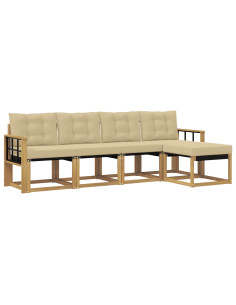 Set di divani da esterno con cuscino 5 pcs Bianco e Beige 2
