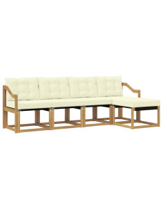 Set di divani da esterno con cuscino 5 pcs Bianco e Crema 2