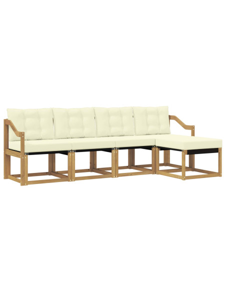 Set di divani da esterno con cuscino 5 pcs Bianco e Crema