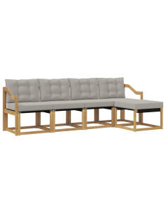 Set di divani da esterno 5 pcs Bianco e Grigio Chiaro 2