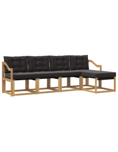 Set di divani da esterno con cuscino 5 pcs Bianco e Nero 2
