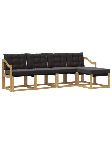 Set di divani da esterno con cuscino 5 pcs Bianco e Nero