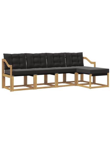 Set di divani da esterno con cuscino 5 pcs Bianco e Nero