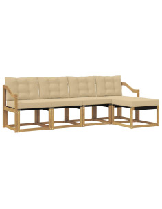 Set di divani da esterno con cuscino 5 pcs Bianco e Beige 2