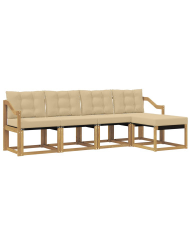 Set di divani da esterno con cuscino 5 pcs Bianco e Beige