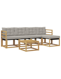 Set di divani da esterno 6 pcs Bianco e Grigio Chiaro 2