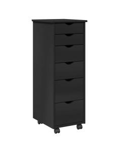 Mobile con Ruote Nero 34 x 39 x 93,5 cm Legno di Pino Massello 2