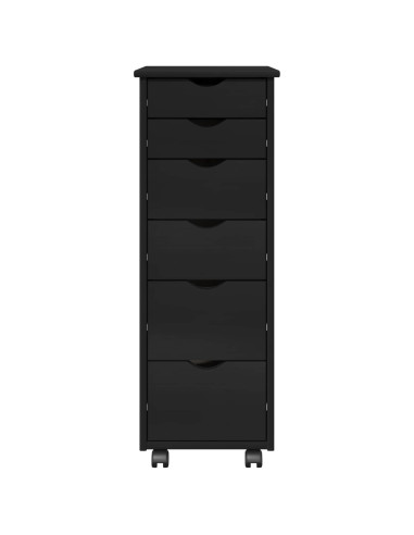 Mobile con Ruote Nero 34 x 39 x 93,5 cm Legno di Pino Massello