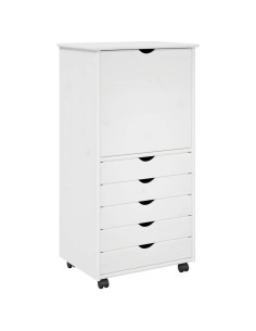 Mobile con Ruote Bianco 53 x 39 x 103 cm Legno di Pino Massello 2