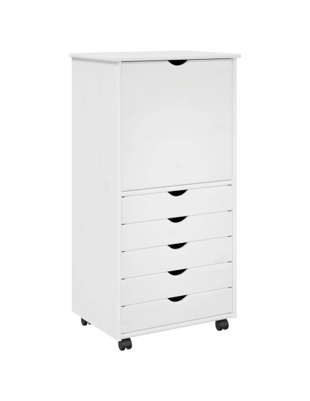 Mobile con Ruote Bianco 53 x 39 x 103 cm Legno di Pino Massello
