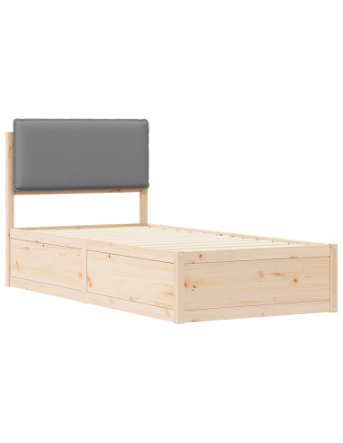 Letto con Testiera Rivestita Grigio chiaro 90 x 190 cm