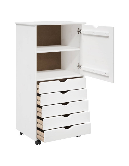 Mobile con Ruote Bianco 53 x 39 x 103 cm Legno di Pino Massello