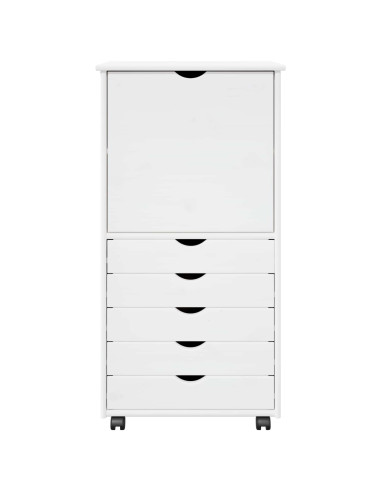 Mobile con Ruote Bianco 53 x 39 x 103 cm Legno di Pino Massello