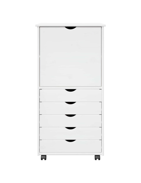 Mobile con Ruote Bianco 53 x 39 x 103 cm Legno di Pino Massello