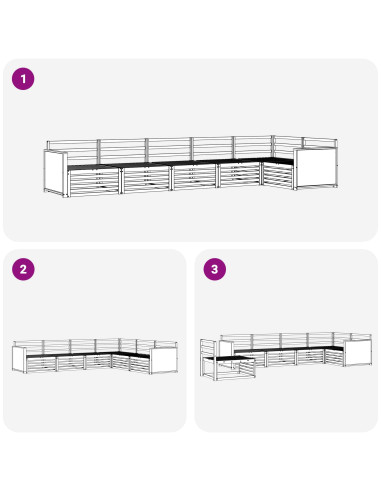 Set di divani da esterno 6 pcs Naturale