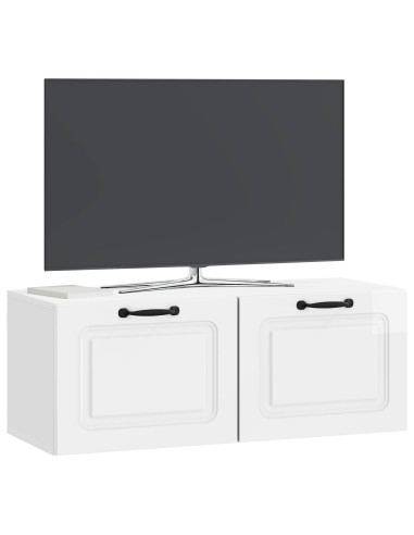 Mobile Porta TV da Muro Bianco Lucido 78,5 x 31 x 30 cm