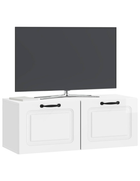 Mobile Porta TV da Muro Bianco Lucido 78,5 x 31 x 30 cm