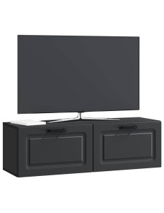 Mobile Porta TV da Muro Montaggio a parete Nero 98 x 31 x 30 cm 2