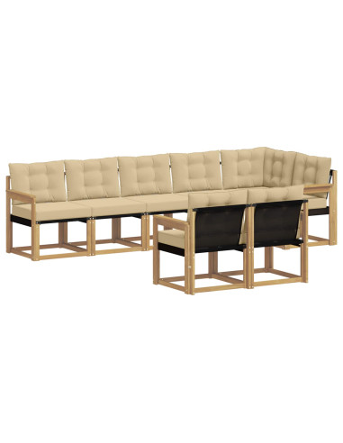 Set di divani da esterno con cuscino 8 pcs Bianco e Beige