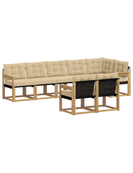Set di divani da esterno con cuscino 8 pcs Bianco e Beige