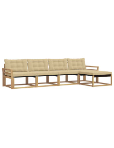 Set di divani da esterno con cuscino 5 pcs Bianco e Beige 2