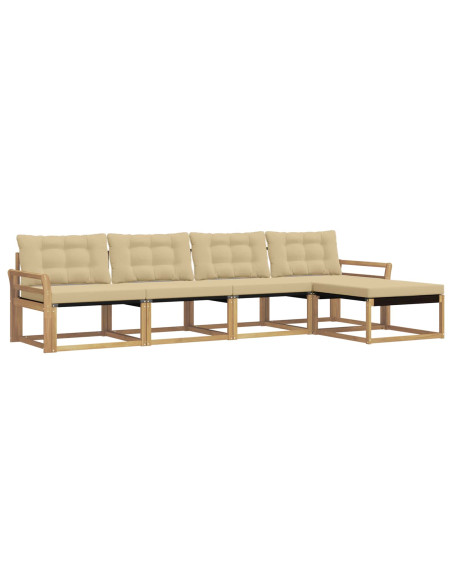 Set di divani da esterno con cuscino 5 pcs Bianco e Beige
