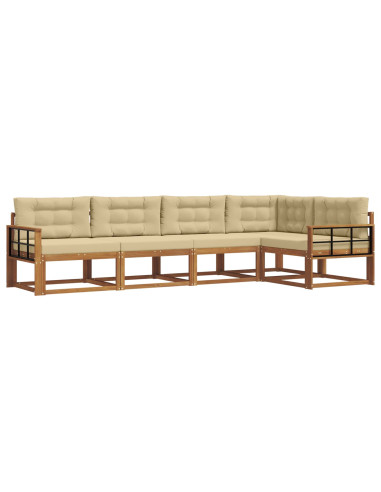 Set di divani da esterno con cuscino 5 pcs Naturale e Beige