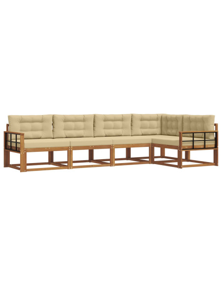 Set di divani da esterno con cuscino 5 pcs Naturale e Beige