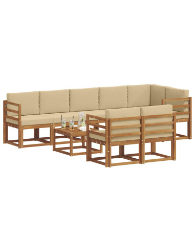 Set di divani da esterno con cuscino 9 pcs Naturale e Beige