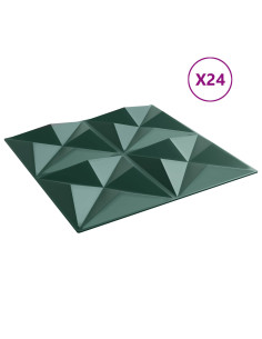 Pannelli da parete 24 pcs Verde Origami 50 x 50 cm Schiuma XPS 2