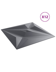 Pannelli da parete 12 pcs Grigio Stella 50 x 50 cm Schiuma XPS 2