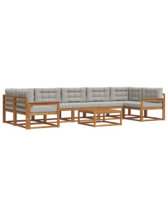Set di divani da esterno 8 pcs Grigio Naturale e Chiaro 2