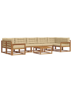Set di divani da esterno con cuscino 8 pcs Naturale e Beige 2