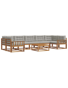Set di divani da esterno 8 pcs Grigio Naturale e Chiaro 2