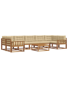 Set di divani da esterno con cuscino 8 pcs Naturale e Beige 2