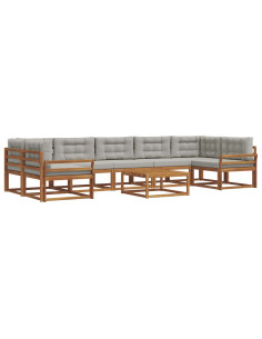 Set di divani da esterno 8 pcs Grigio Naturale e Chiaro 2