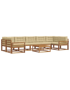 Set di divani da esterno con cuscino 8 pcs Naturale e Beige 2